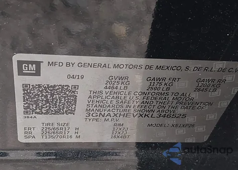 2019 Chevrolet Equinox Ls from USA, damaged, VIN 3GNAXHEVXKL346525